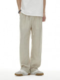 Plus Size Drawstring Wide Leg Pants in Apricot for Men