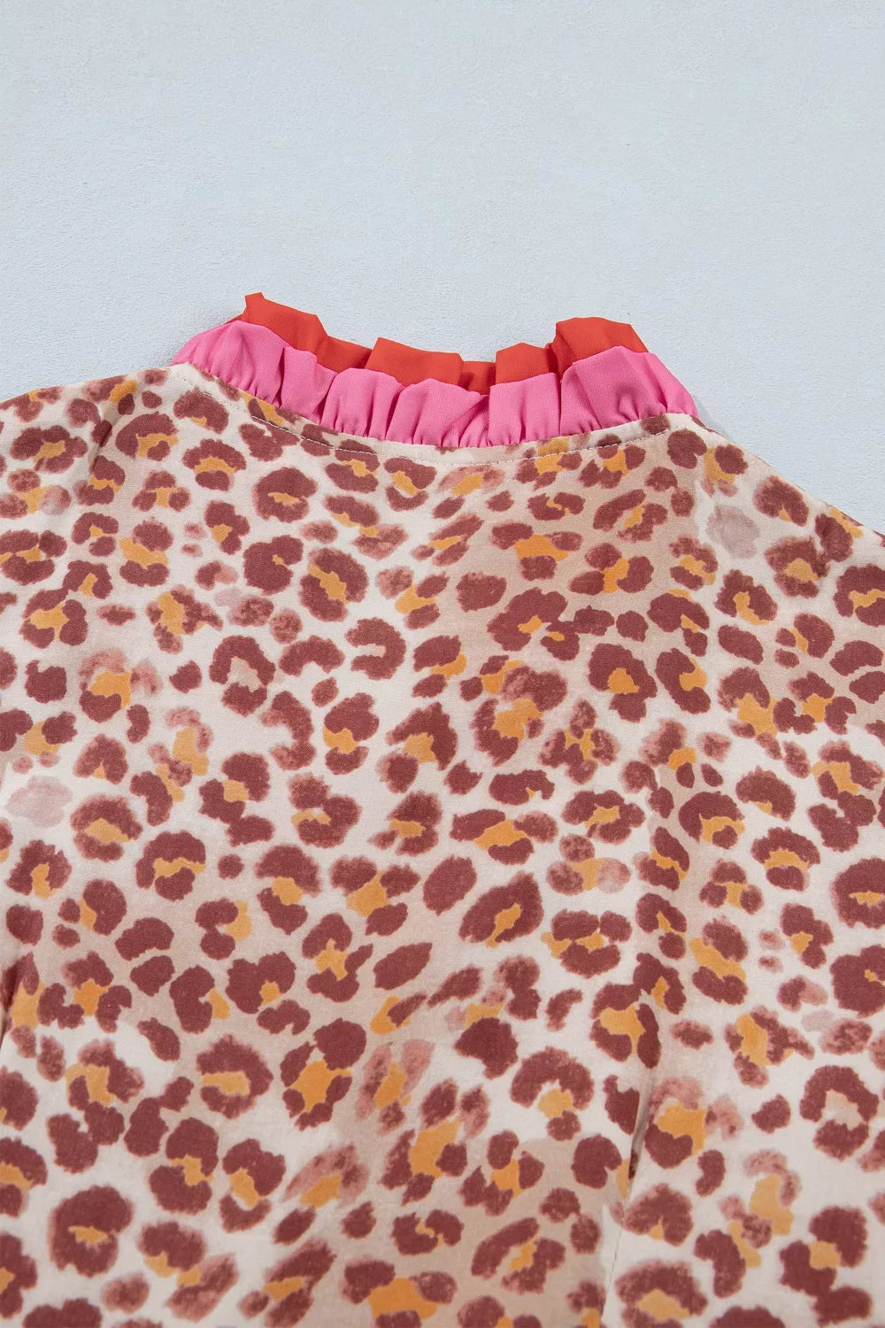 Leopard High Waist Ruffled Colorblock Trim Short Dress for Women