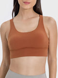 Crisscross Scoop Neck Active Tank in Caramel for Women