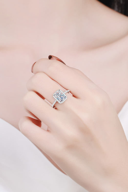 2 Carat Moissanite 925 Sterling Silver Halo Ring for Women