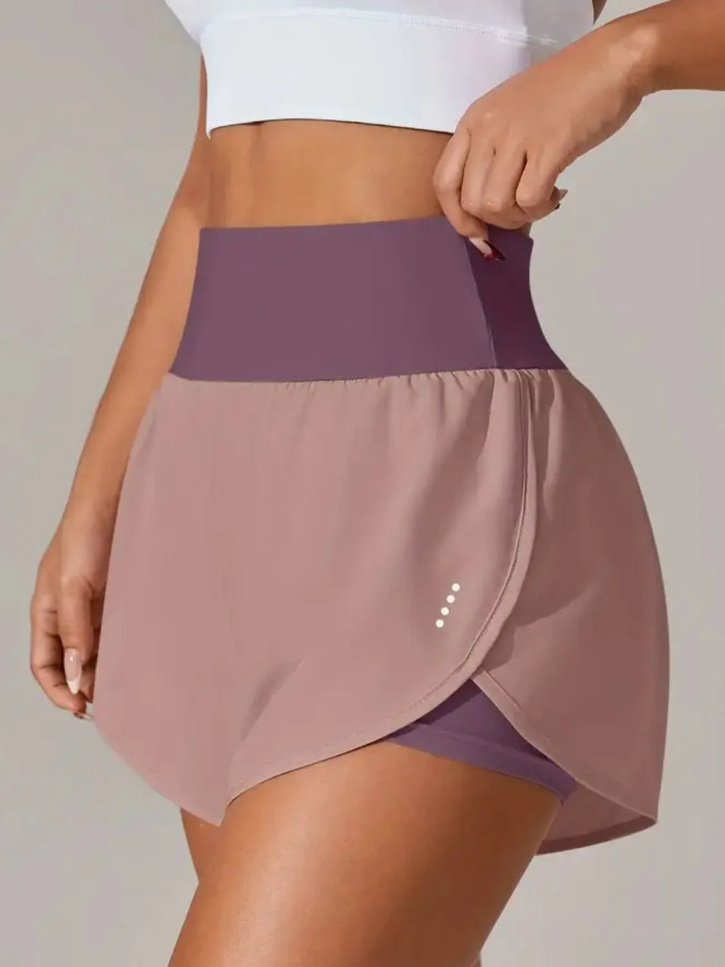 Pocketed High Waist Active Shorts in Light Blue for Women