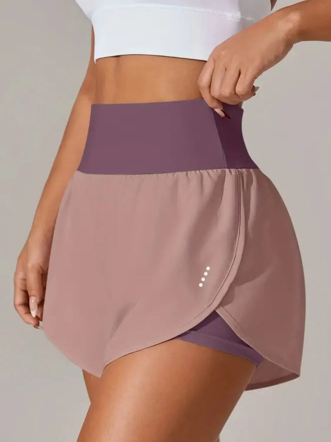 Pocketed High Waist Active Shorts in Light Blue for Women