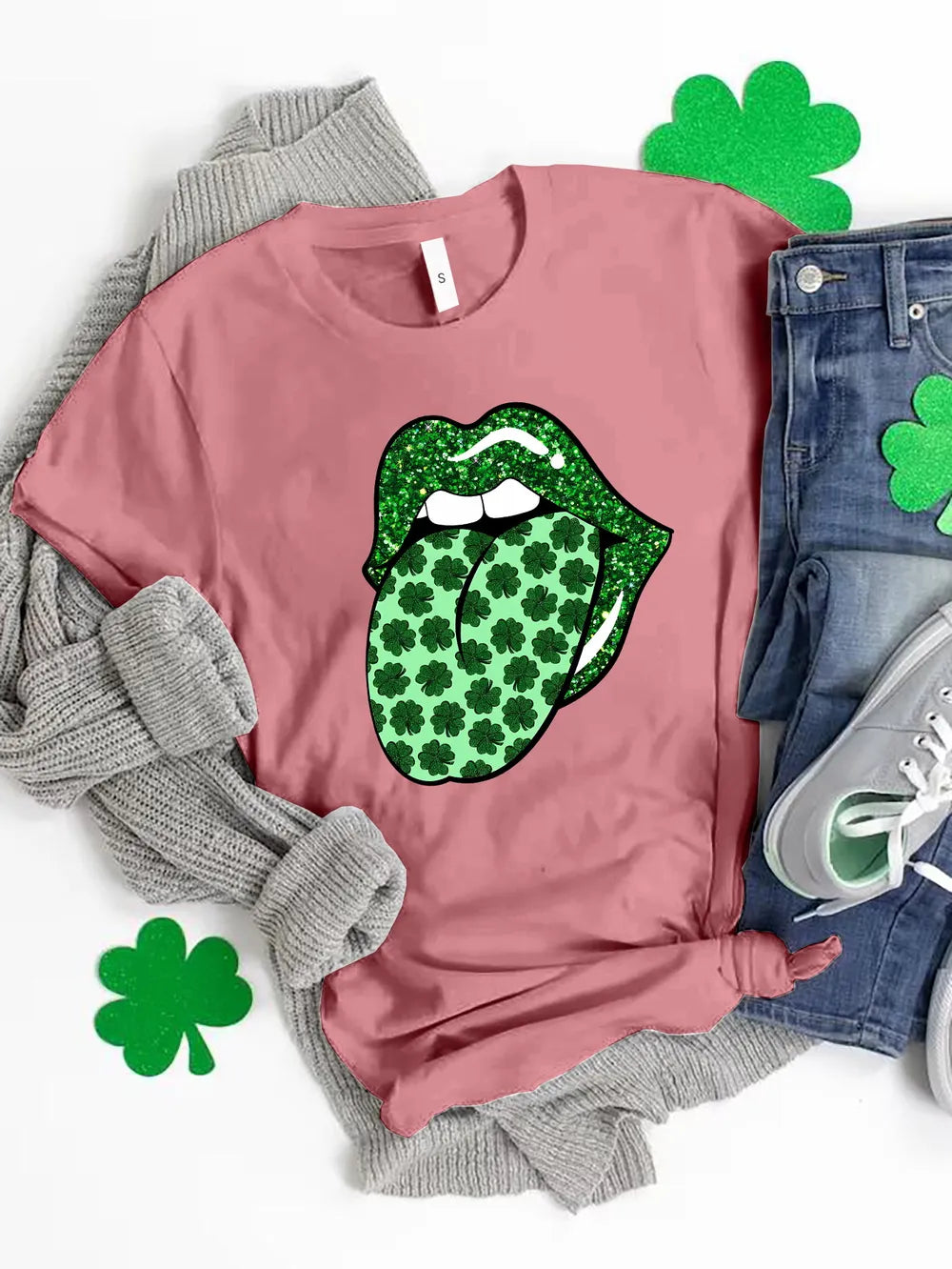 Saint Patricks Day Round Neck T-Shirt in White for Women