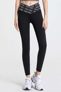 Wide Waistband Sports Pants in Black for Women