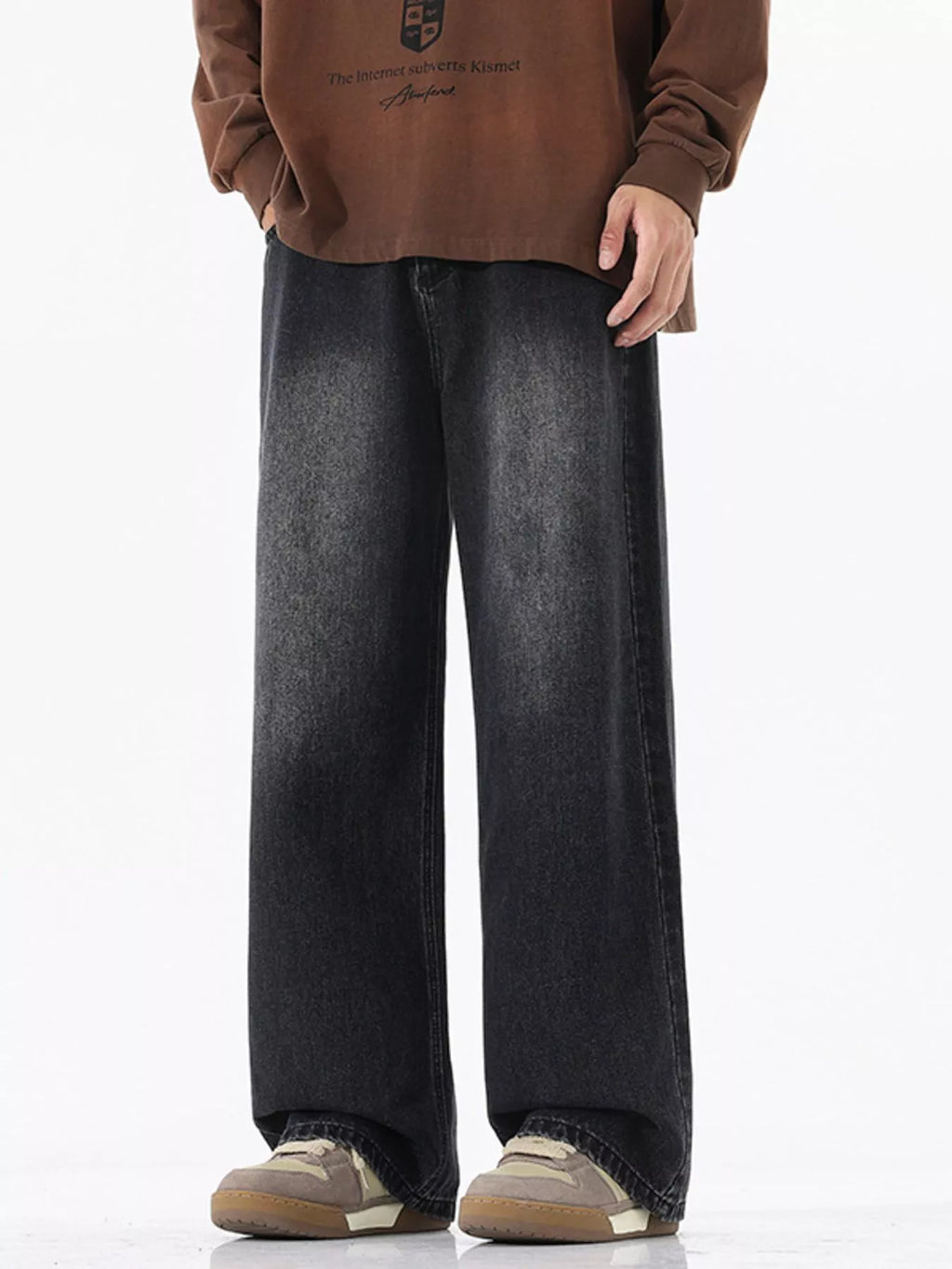 Wide-Leg Relaxed Fit Jeans Plus Size in French Blue for Men