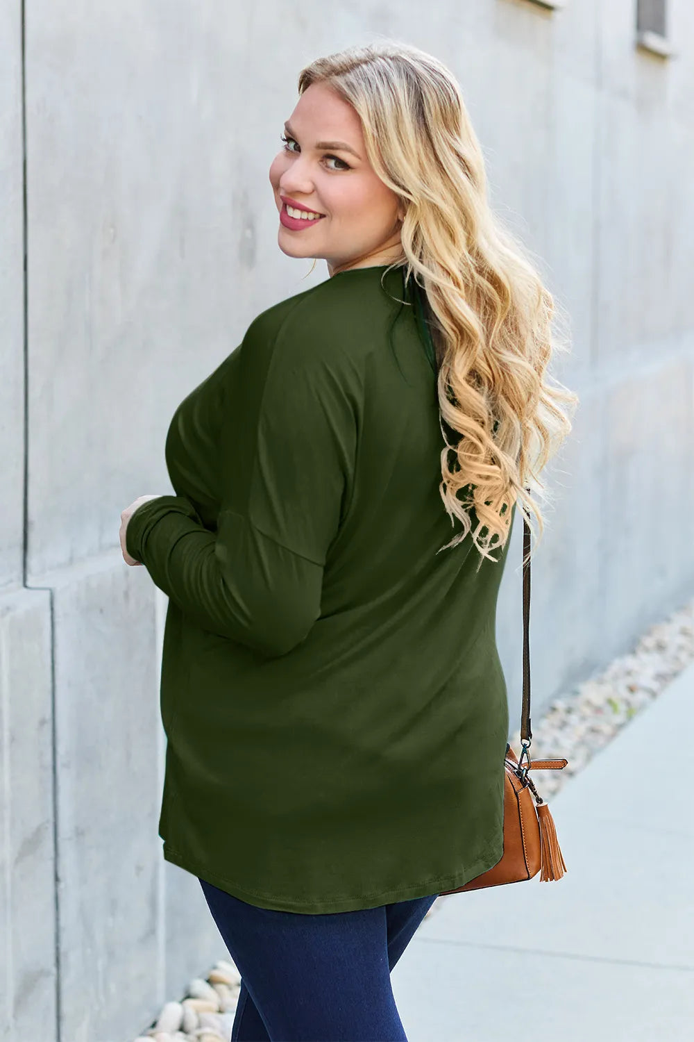 Plus Size Round Neck Dropped Shoulder T-Shirt in Sky Blue for Women