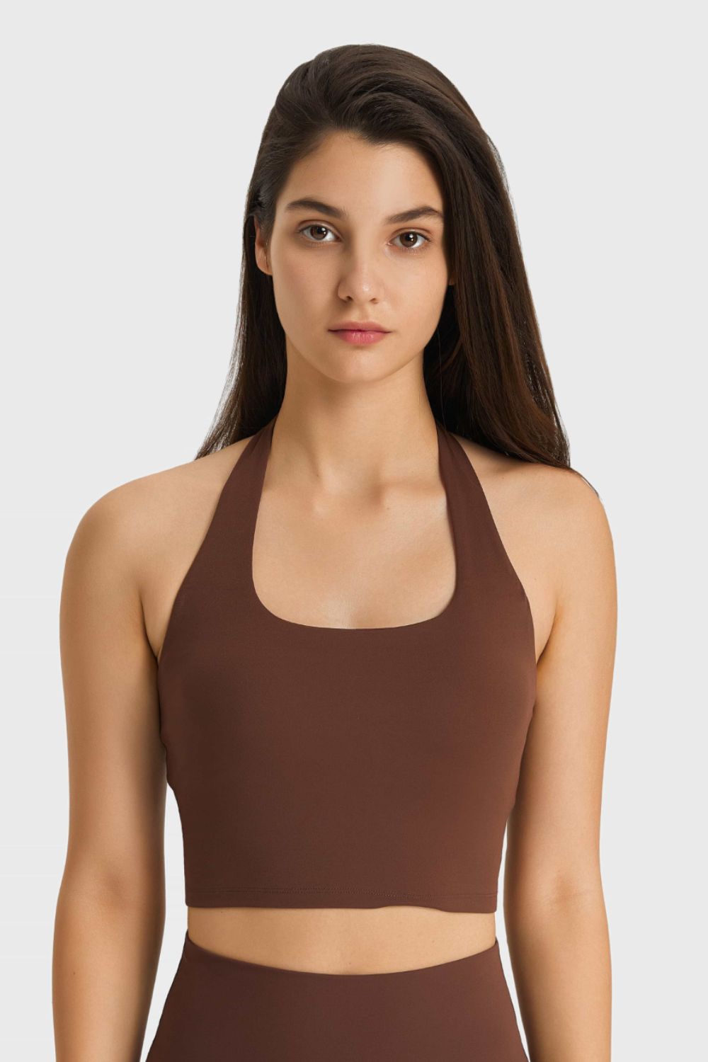 Breathable Halter Neck Sports Bra in Blue for Women