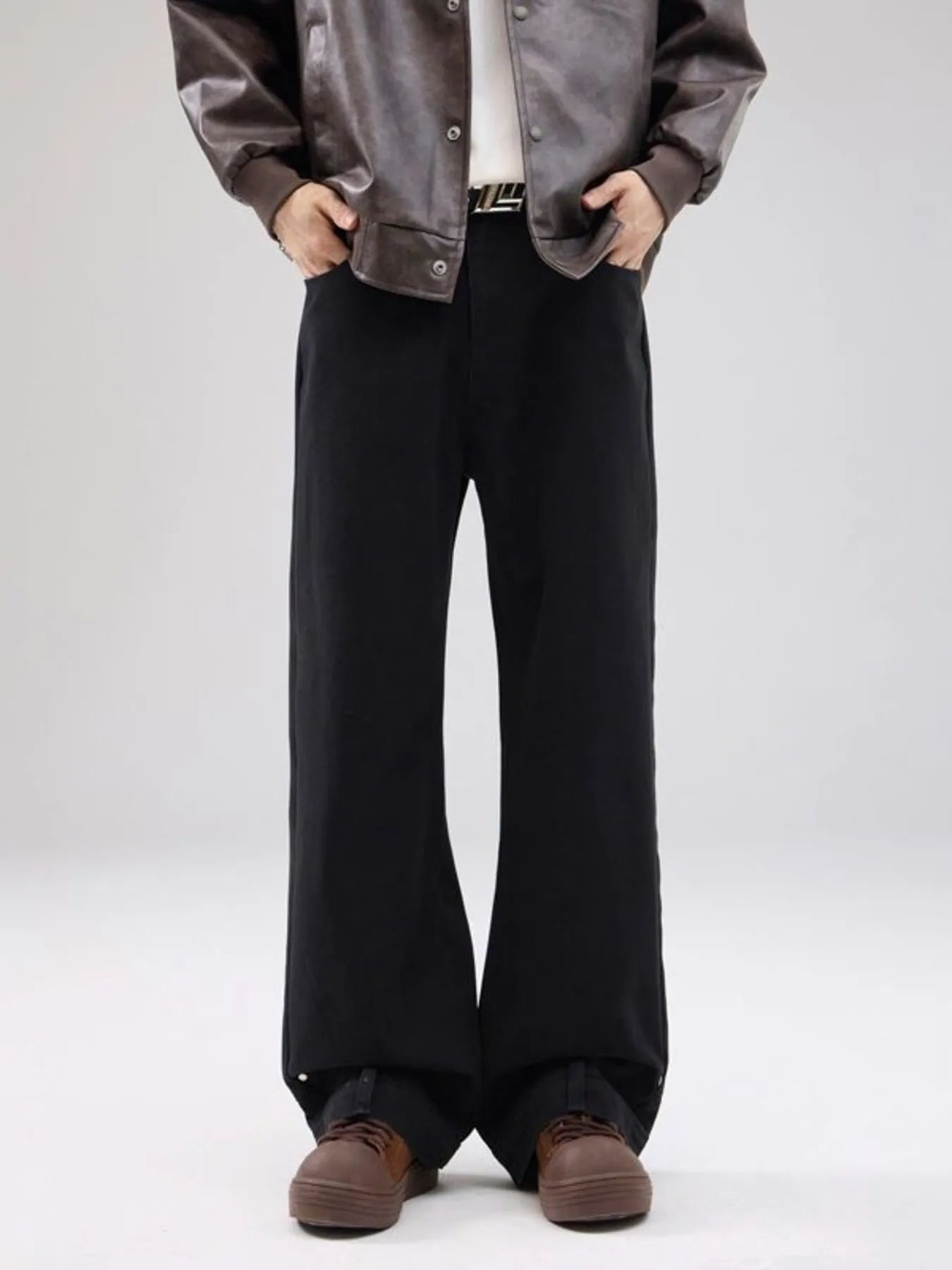 Wide Leg Jeans in Brown for Men