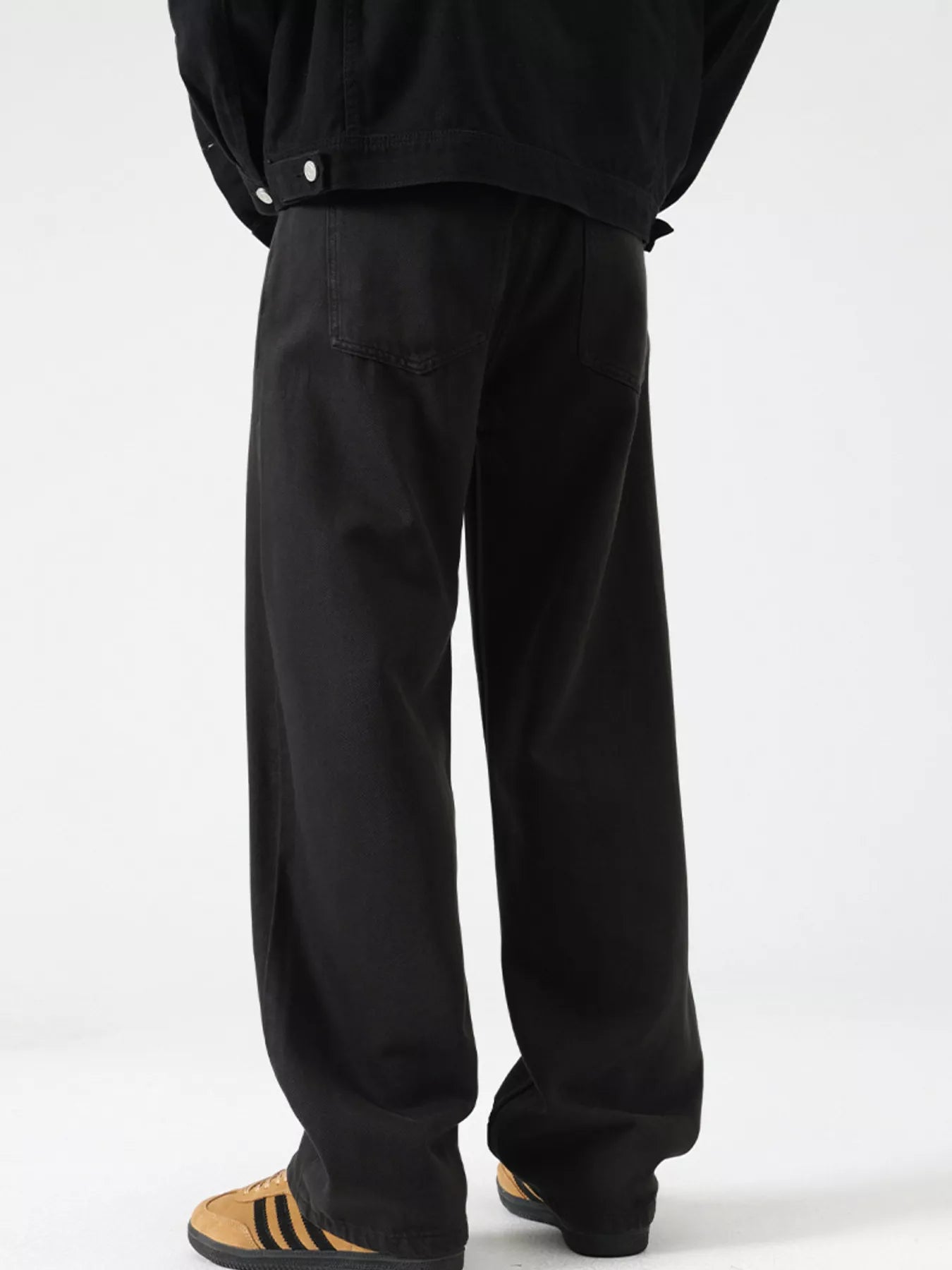Vintage Wash Wide Leg Jeans in Khaki for Men