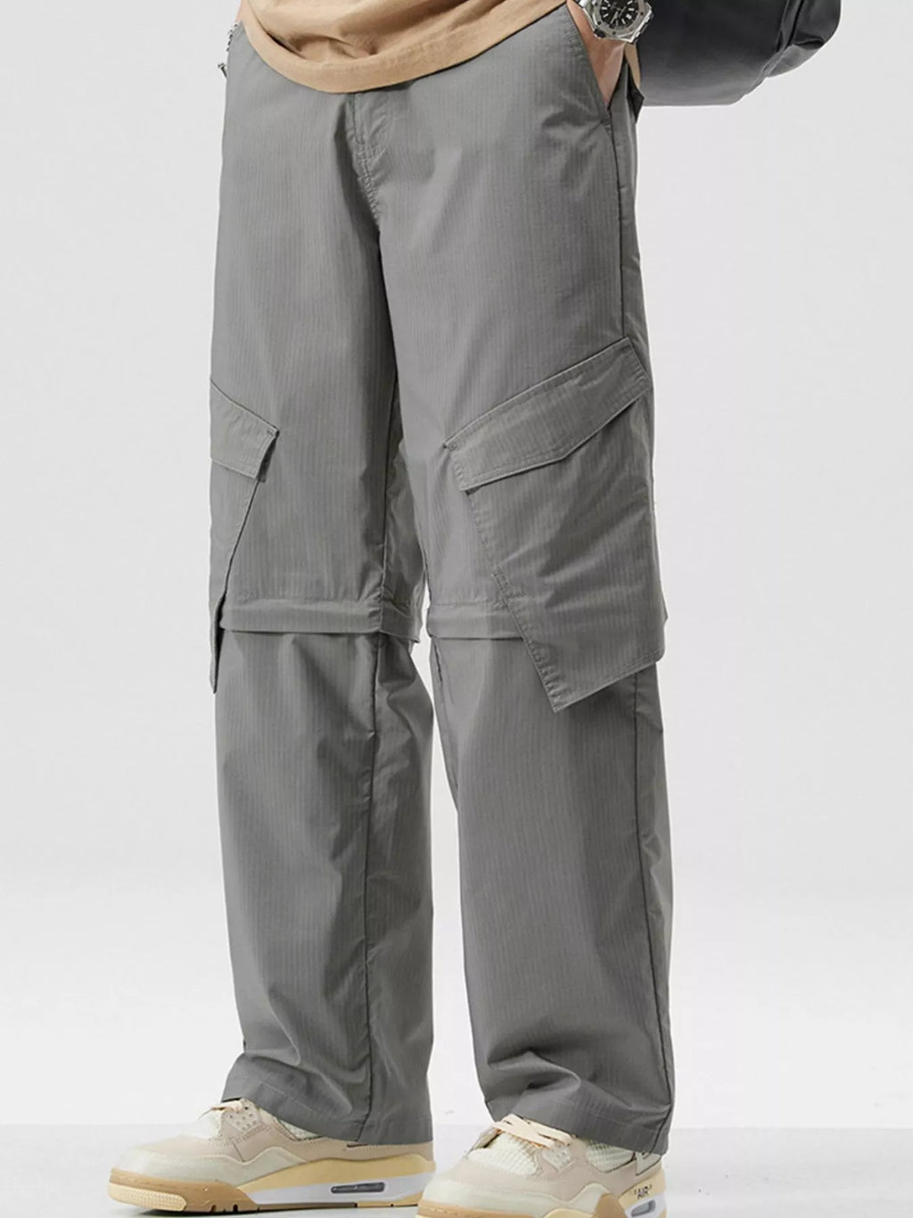 Wide Leg Cargo Pants Plus Size in Gray for Men
