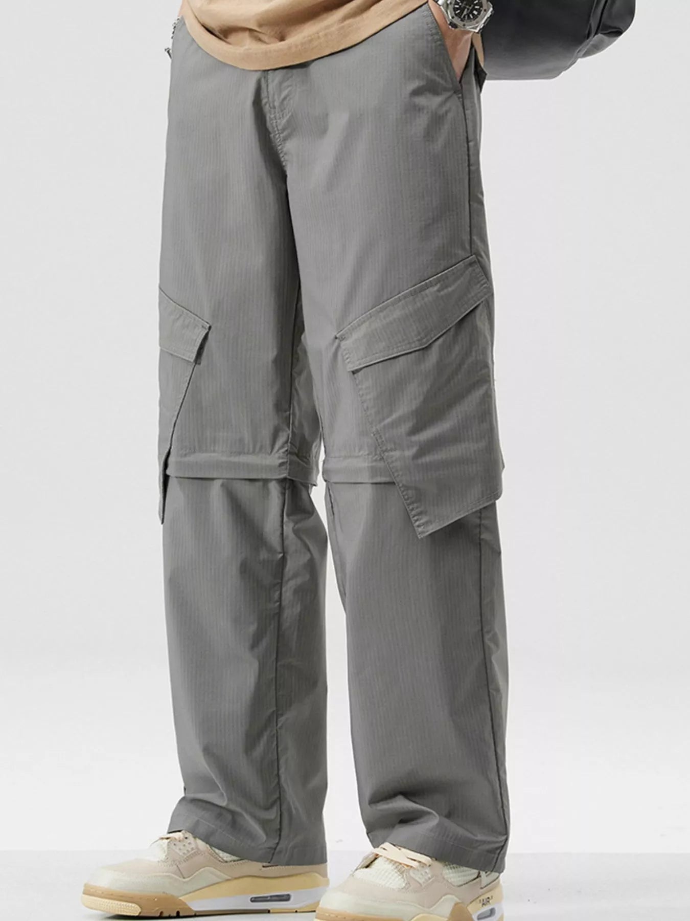 Wide Leg Cargo Pants Plus Size in Gray for Men