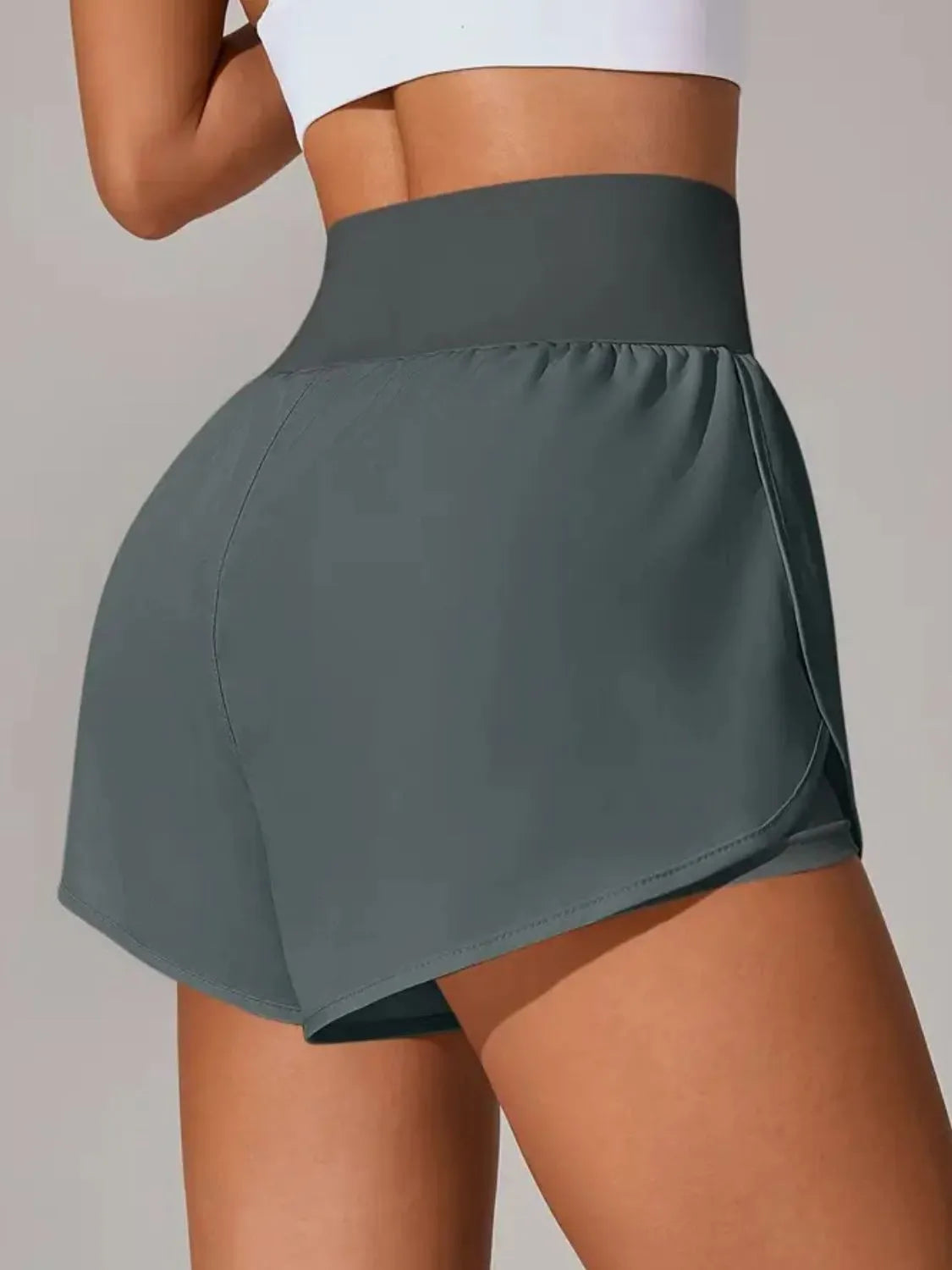 Pocketed High Waist Active Shorts in Neon Green for Women