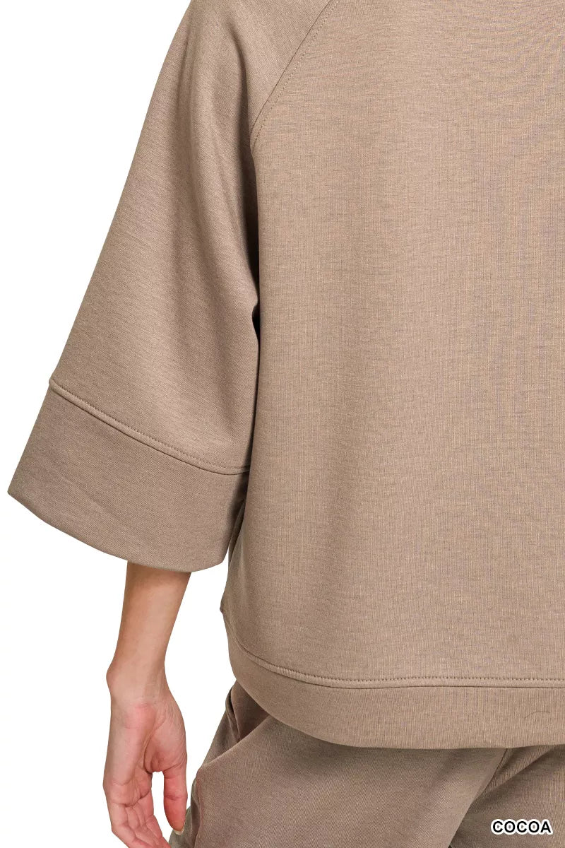 Scuba 3/ 4 Sleeve Pullover & Pants Set in Cocoa for Women