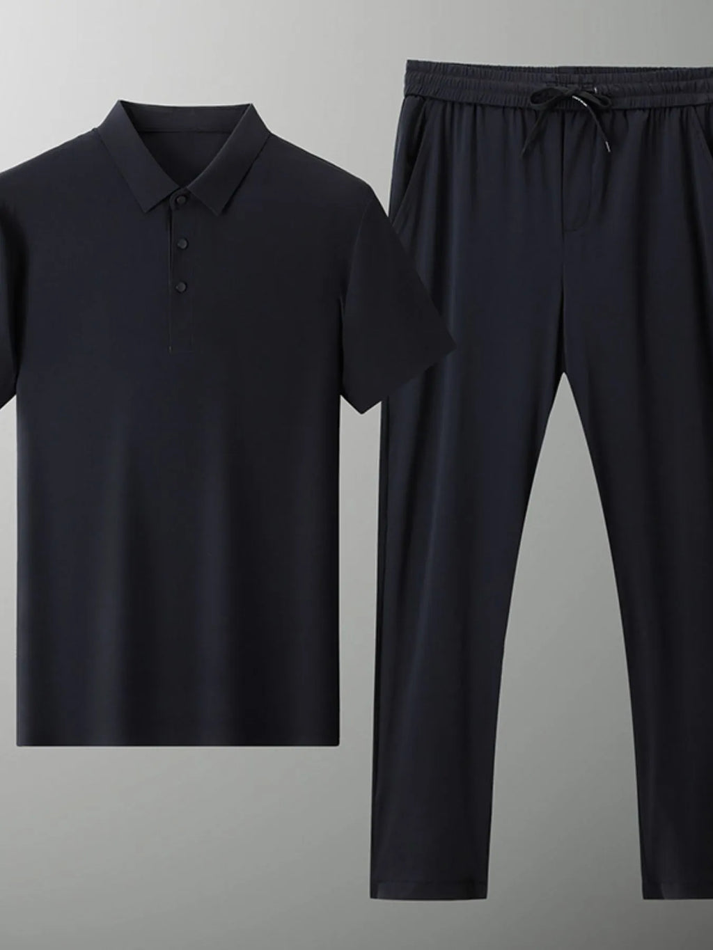 Button Detail Short Sleeve Polo Plus Size in Grey for Men