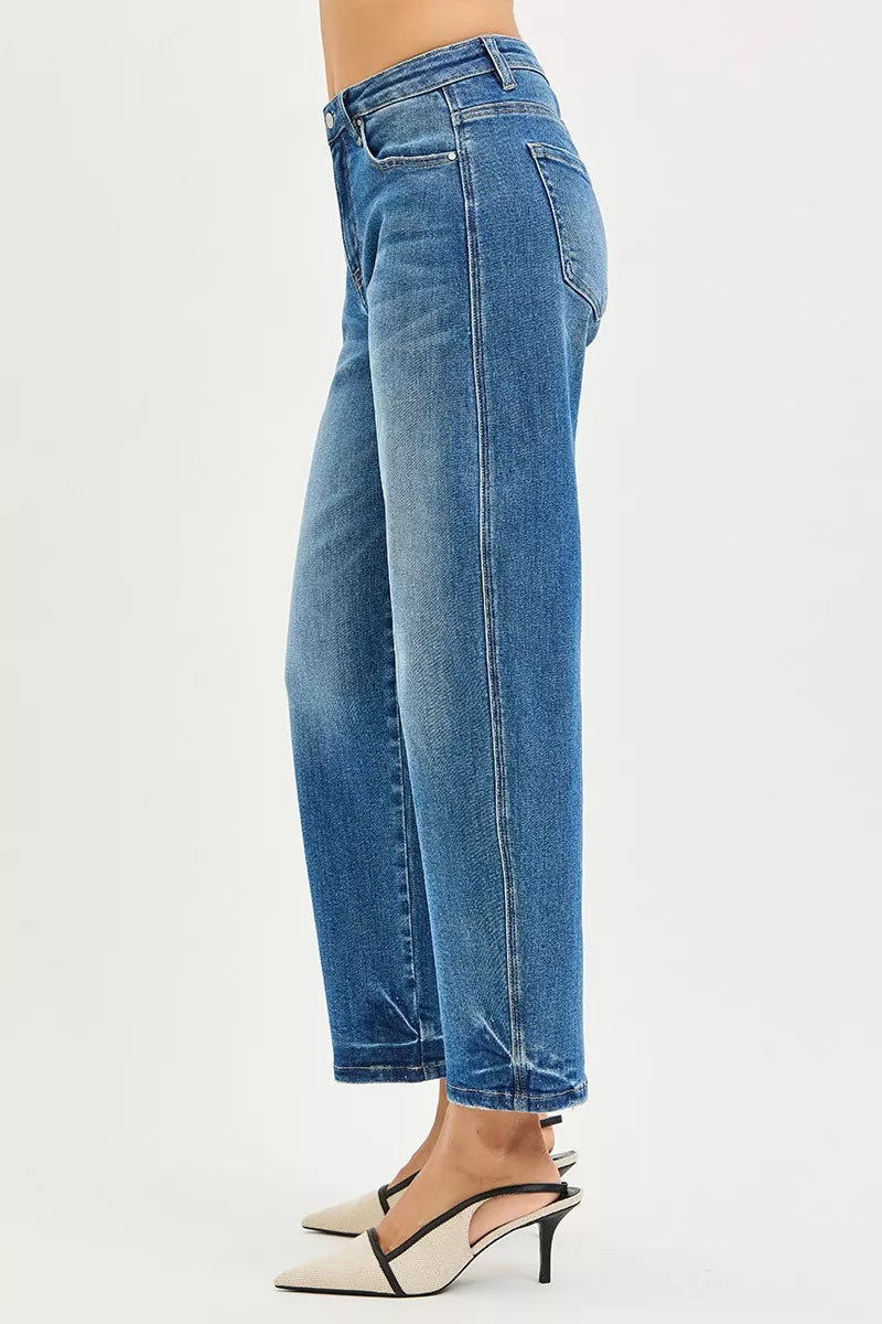 Slouchy Cropped Barrel Jeans in Medium for Women