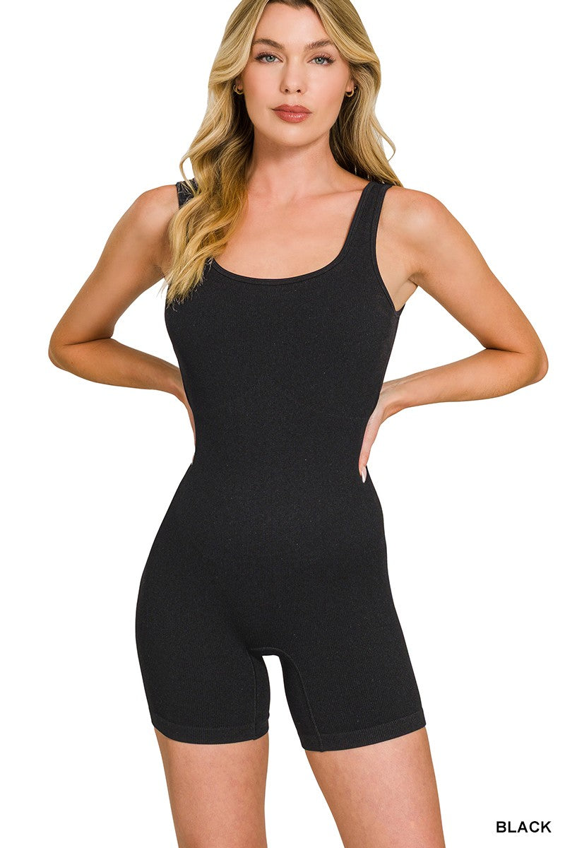Ribbed Seamless Body-Contouring Fit Romper for Women