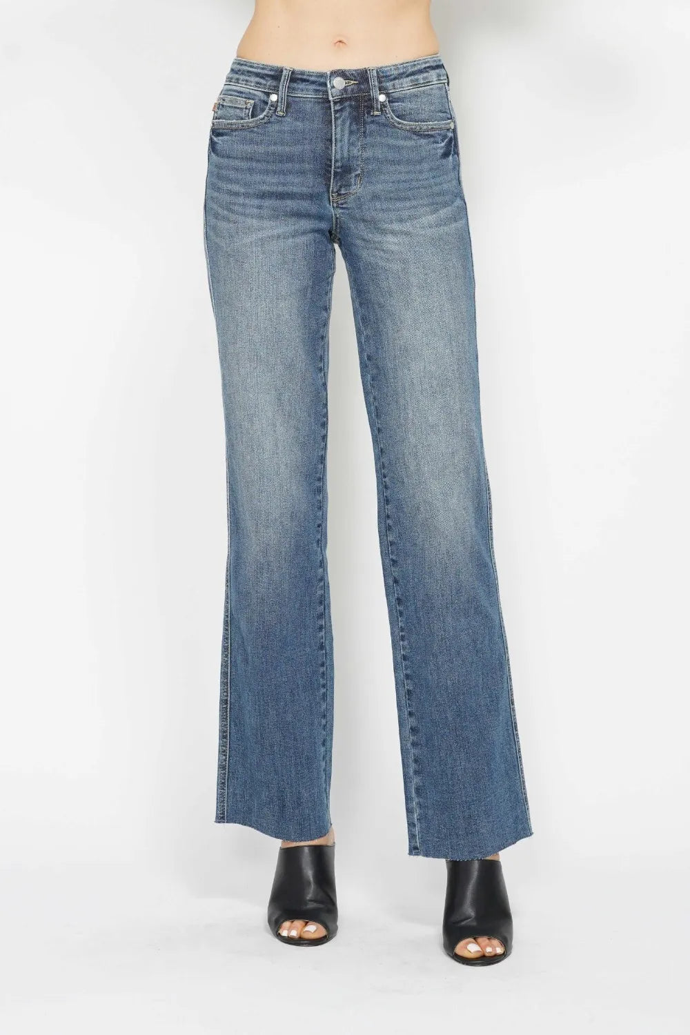 Plus Size Tummy Control Straight Jeans in Medium for Women