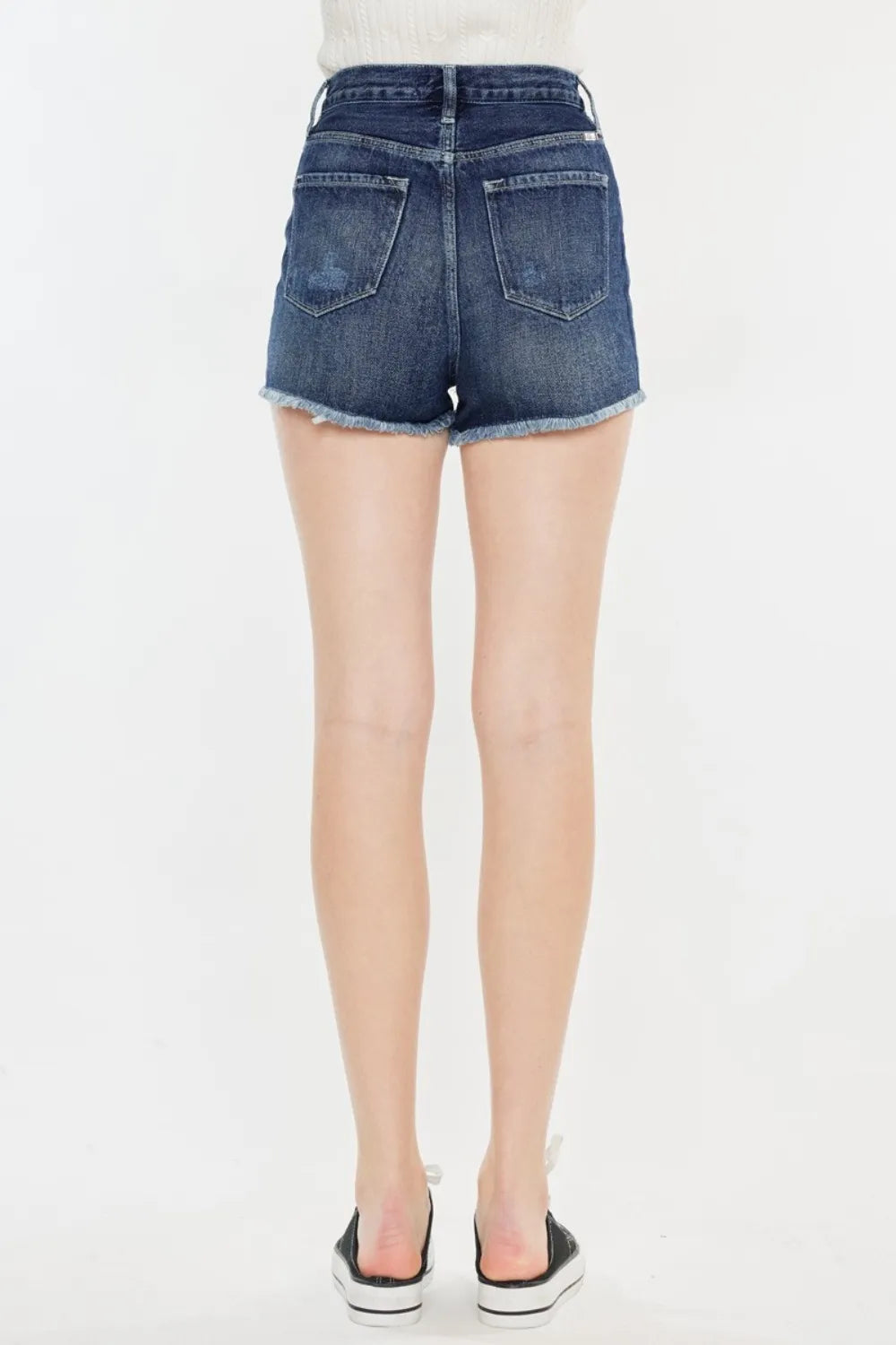 Raw Hem Button Fly Denim Shorts for Women