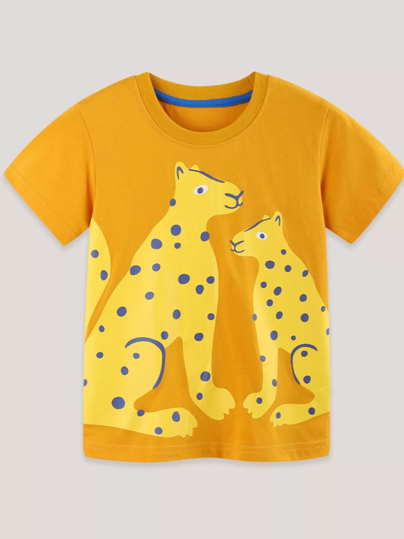 Leopard Print Short Sleeve T-Shirt in Gold for Boys
