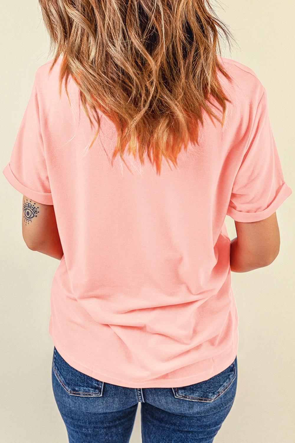 Patriotic Heart Round Neck Tee for Women