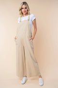 Sleeveless Wide Leg Jumpsuit in Oatmeal for Women
