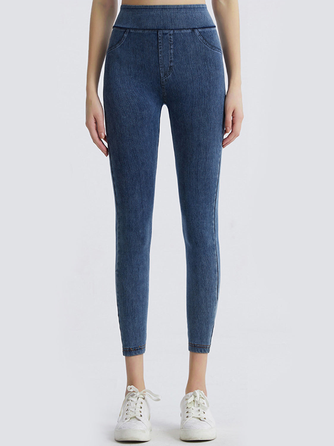 Wide Waistband Sports Leggings in Dark in Medium for Women