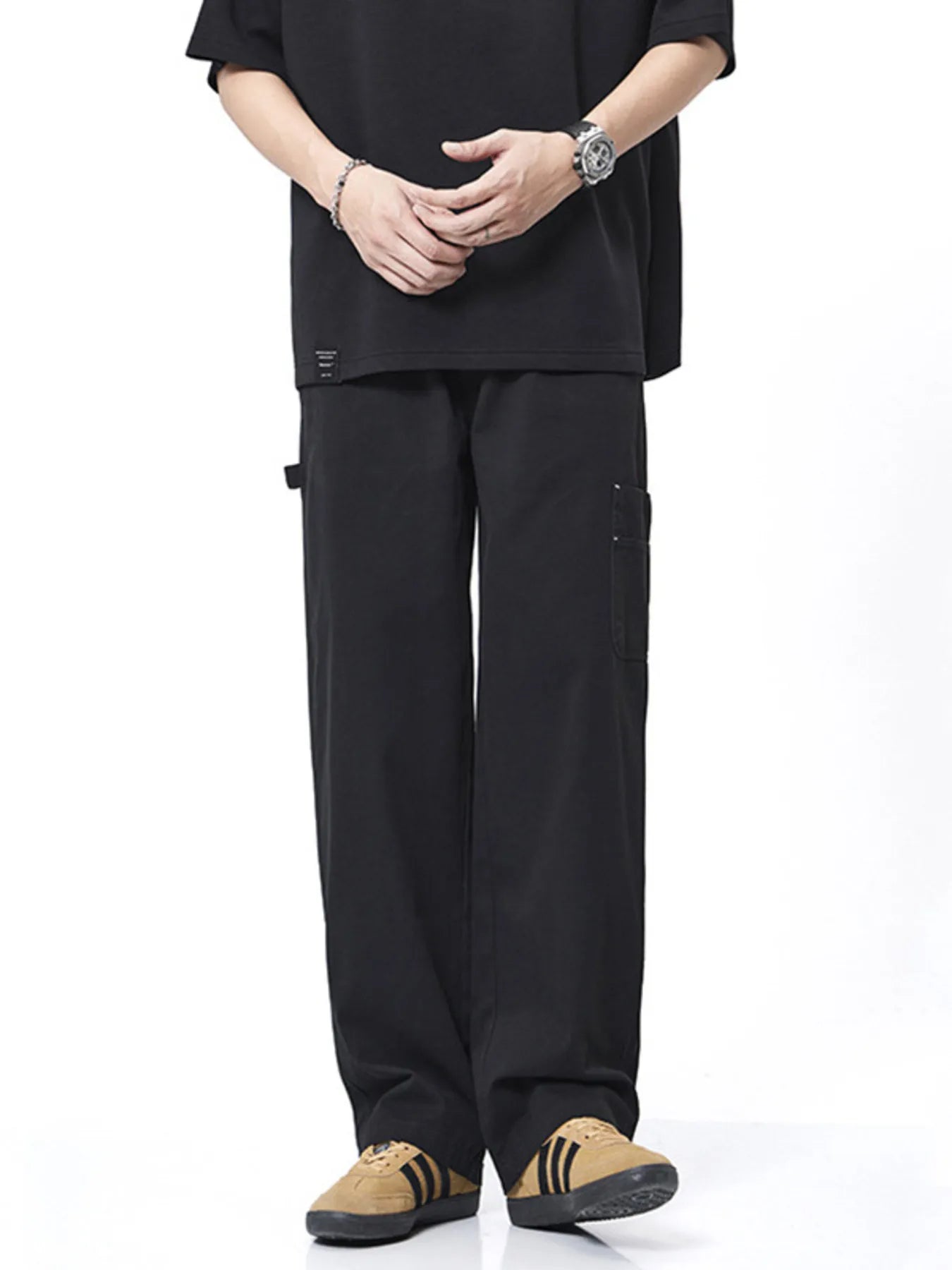 Plus Size Wide Leg Pants in Apricot for Men
