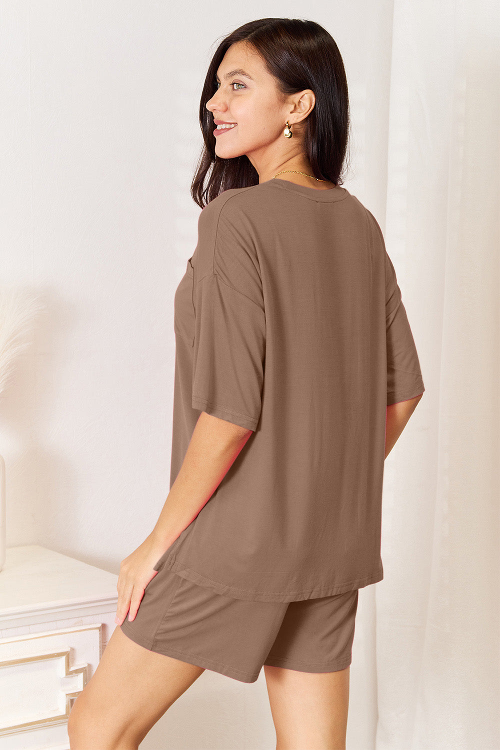 Plus Size Soft Rayon Half Sleeve Top and Shorts Set in Black for Women
