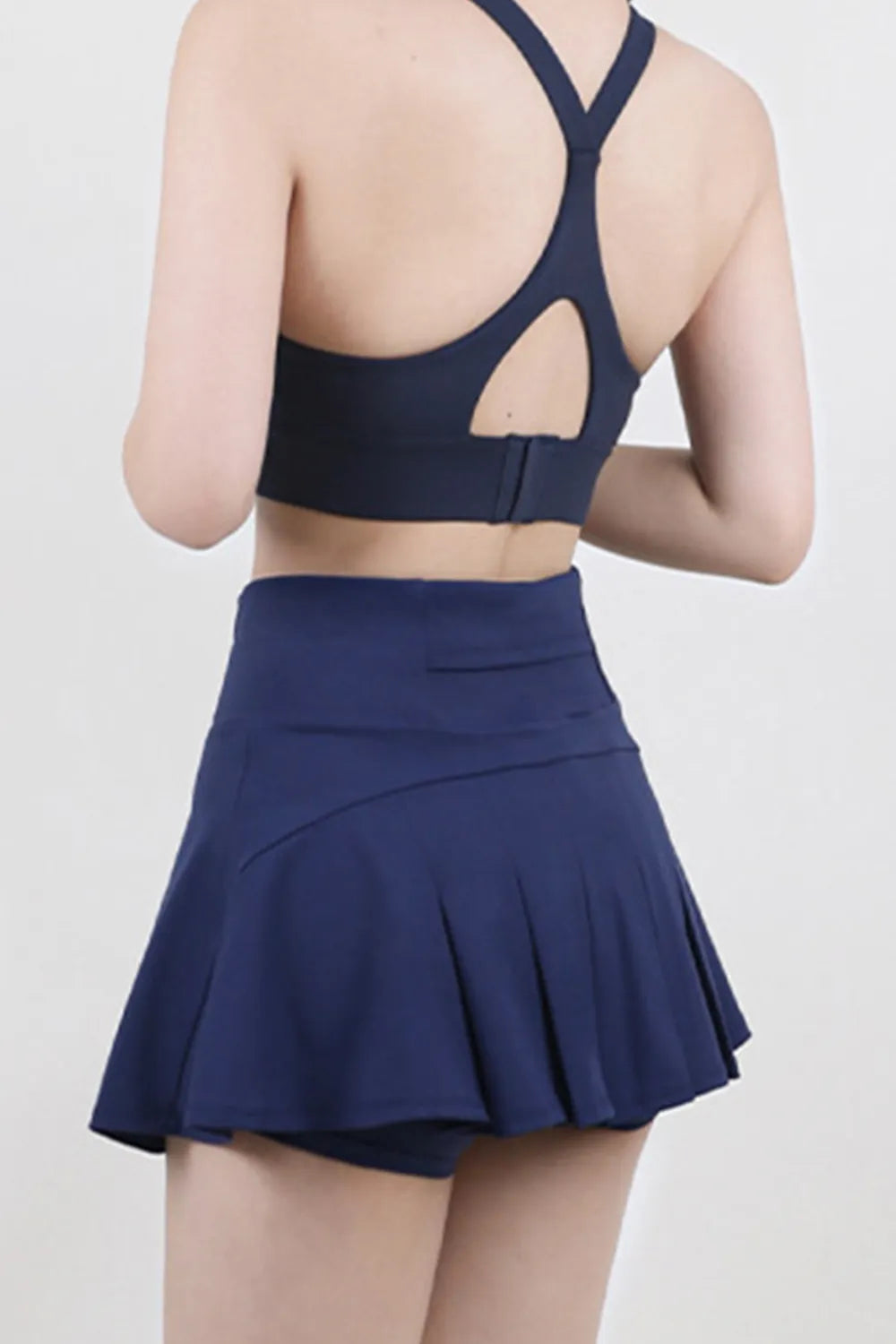 High Waist Pleated Active Skirt in Dark Blue for Women