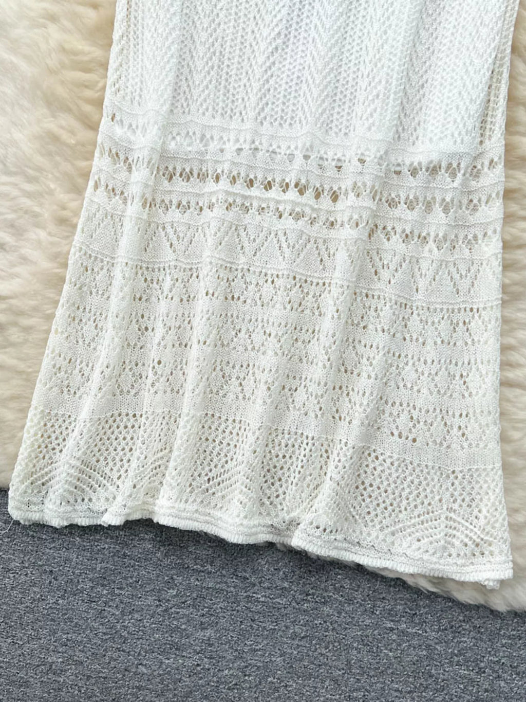 Knitted Hollow Out Maxi Skirt for Women