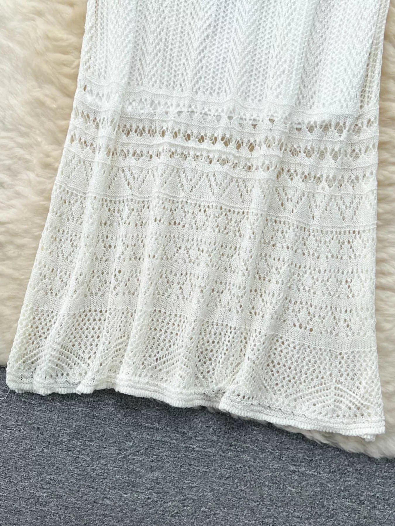 Knitted Hollow Out Maxi Skirt for Women