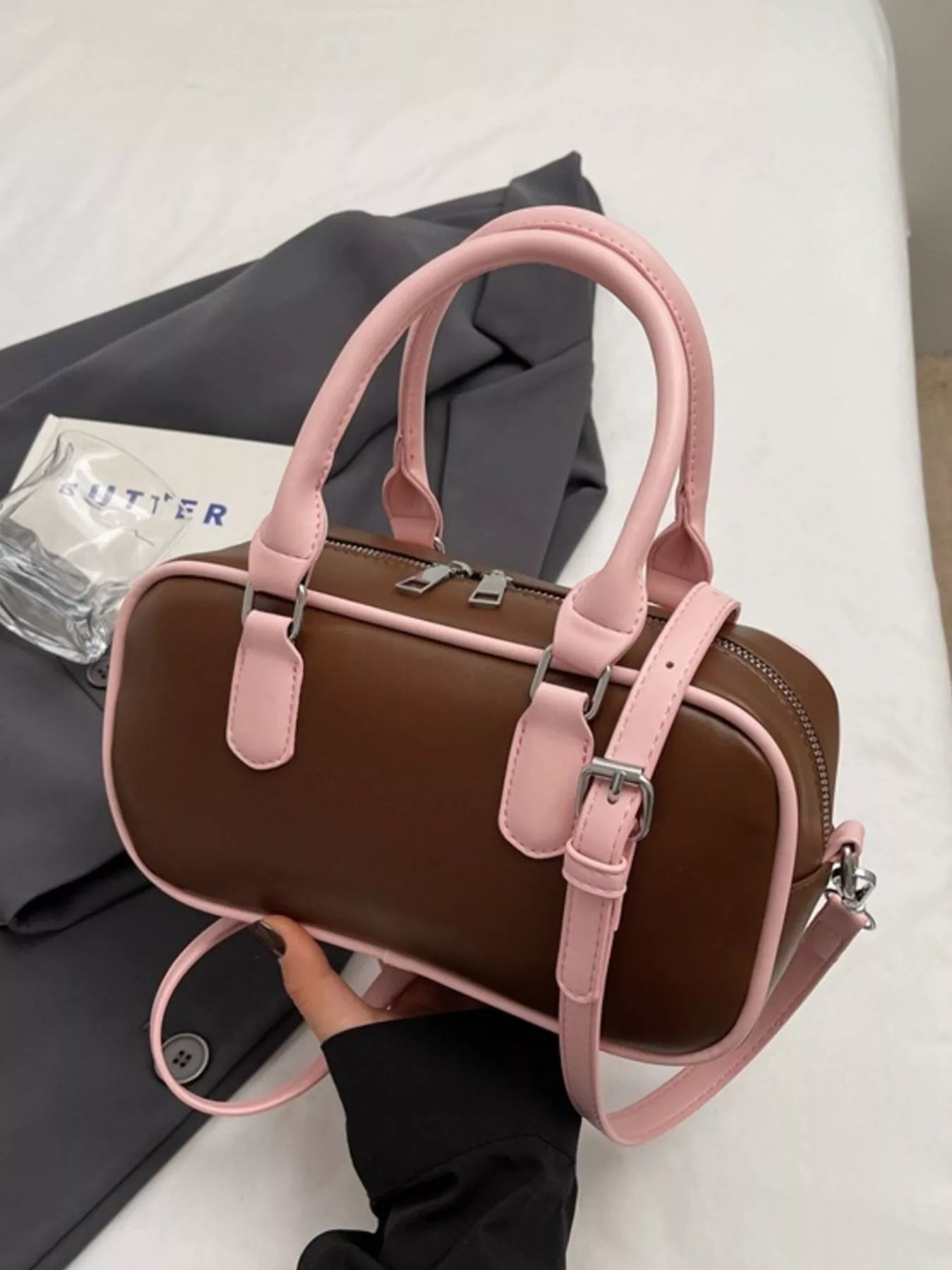 Barrel Crossbody Bag with Key Charm for Women