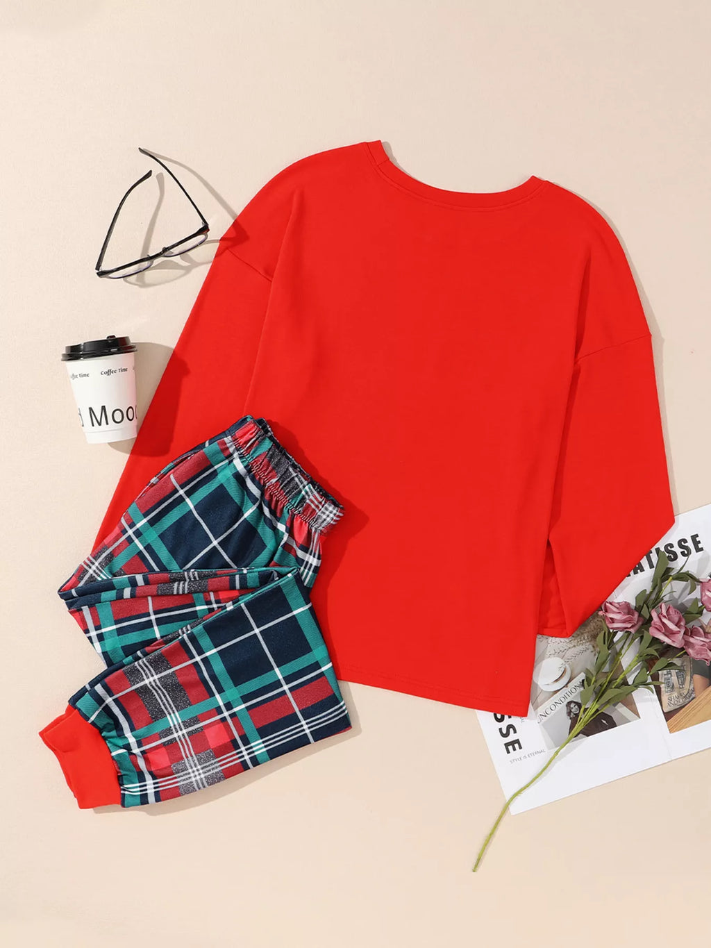 All Is Graphic Christmas Plaid Pajamas Set for Women