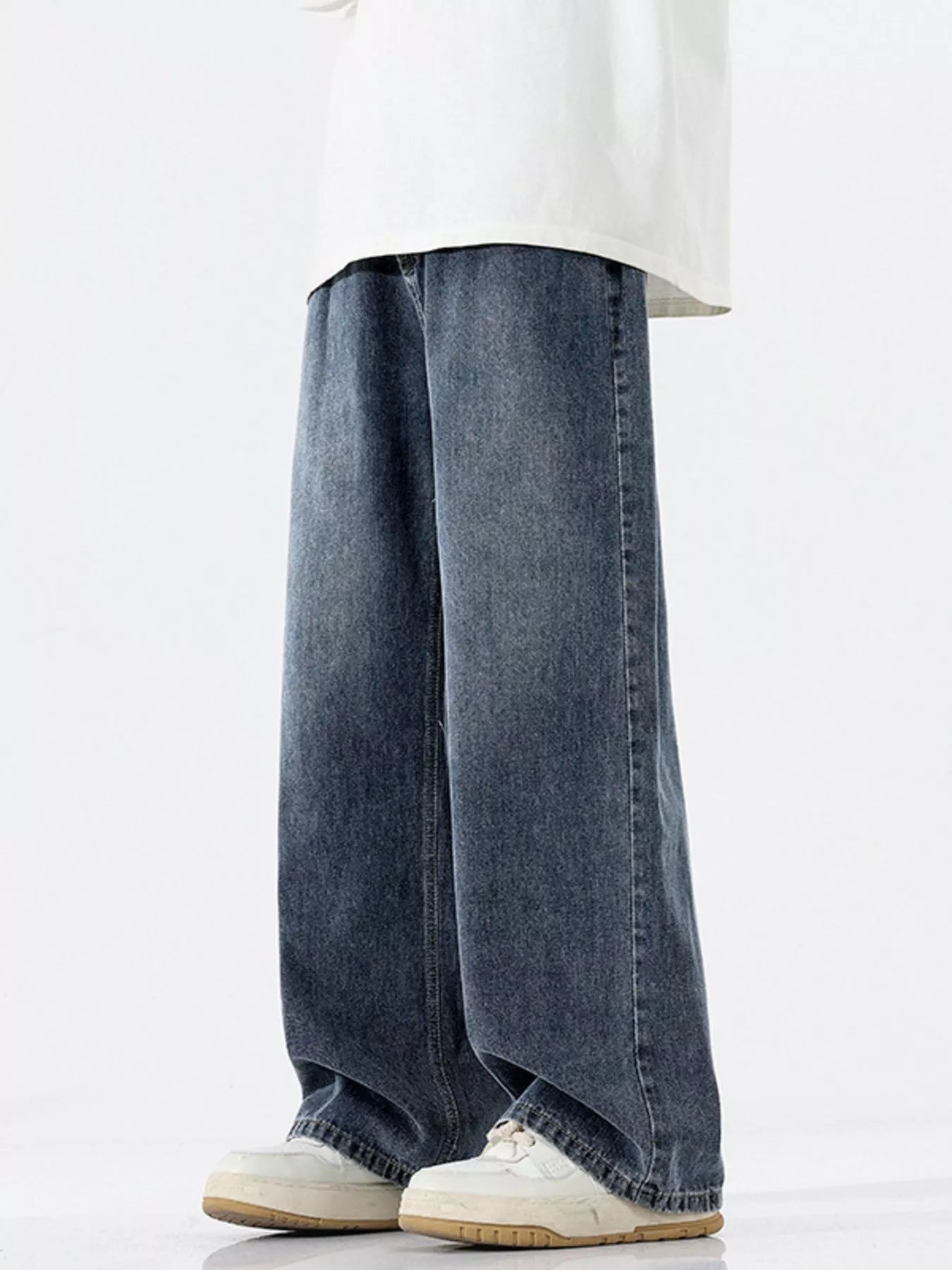 Wide-Leg Relaxed Fit Jeans Plus Size in Dusty Blue for Men