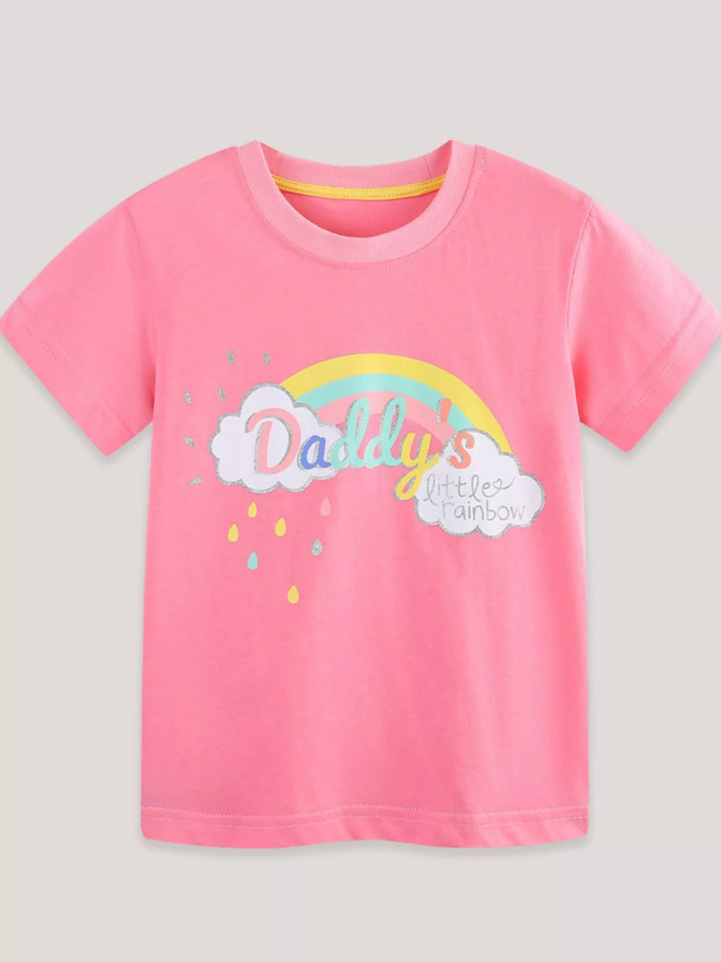Rainbow Graphic Short Sleeve T-Shirt in Pink for Girls