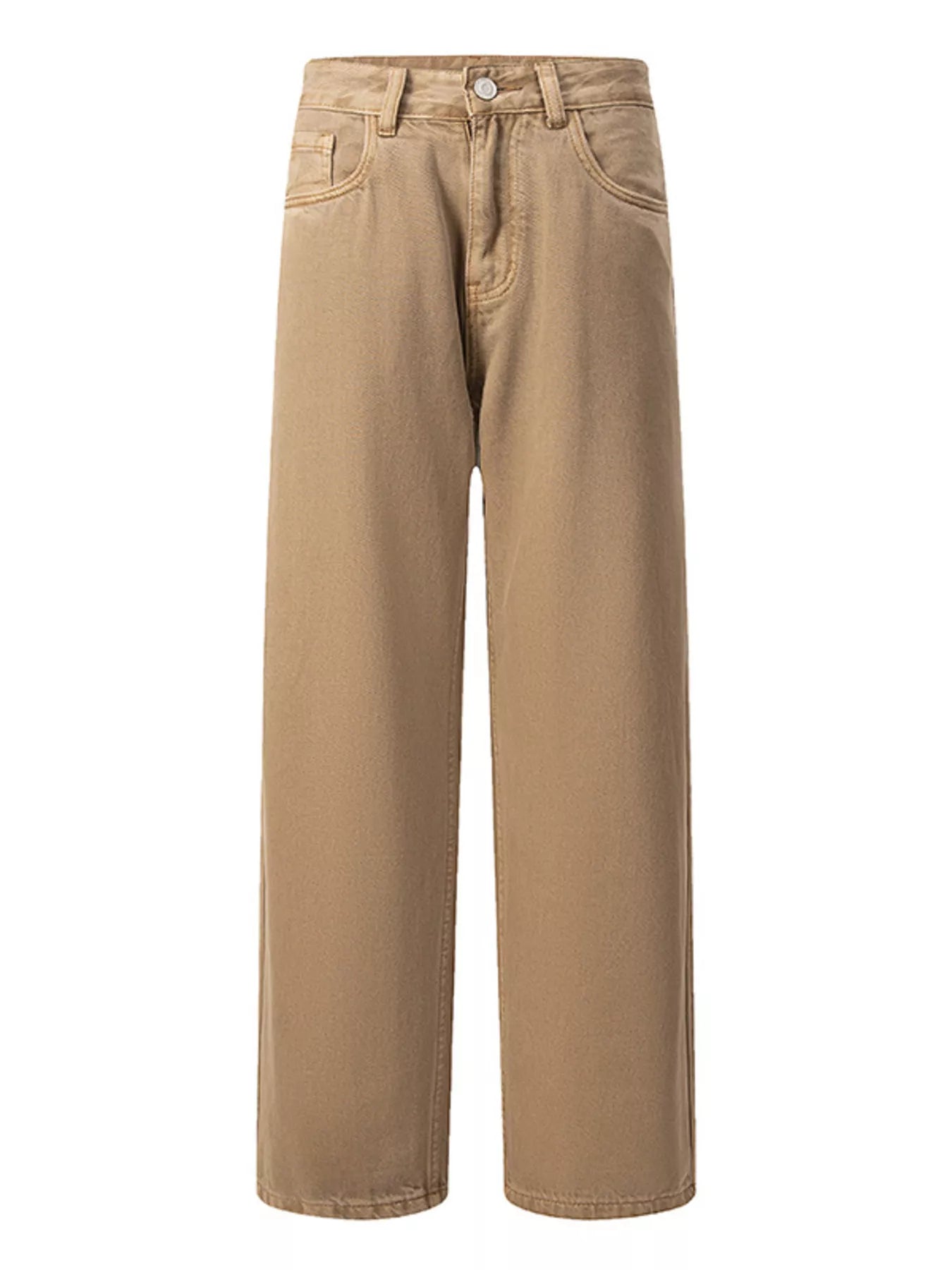 Vintage Wash Wide Leg Jeans in Khaki in Black for Men