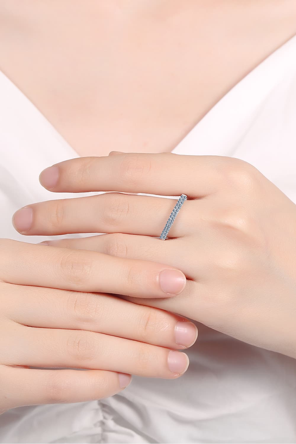 Moissanite 925 Sterling Silver Half-Eternity Ring for Women