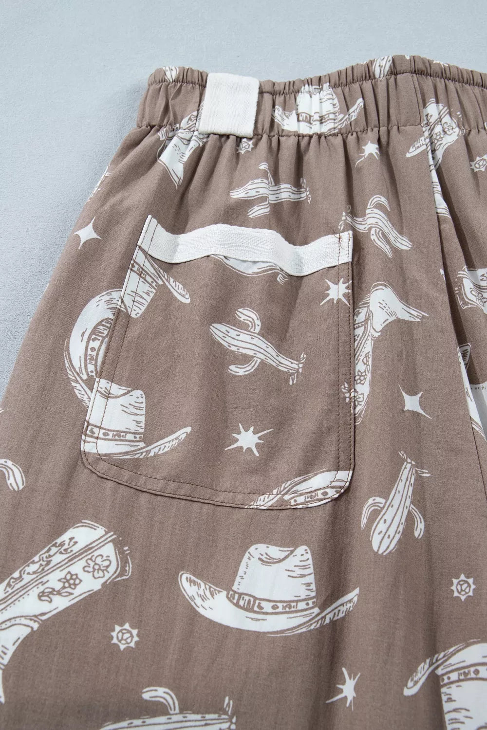 Western Cactus Cowgirl Hat Boot Printed Vintage Drawstring Jogger Pants for Women