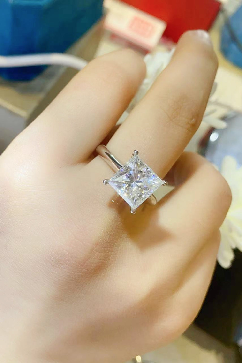 5 Carat Moissanite Solitaire Ring in Silver for Women