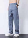 Plus Size Casual Straight-Leg Pants in Light Blue for Men