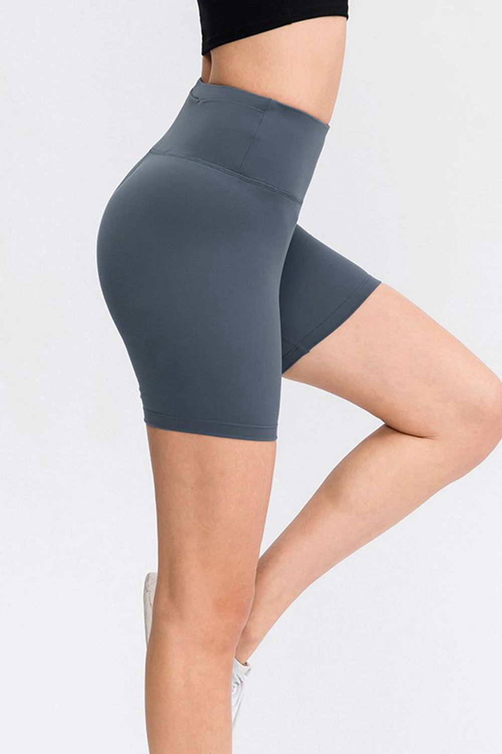 Wide Waistband Sports Shorts in Matcha Green for Women