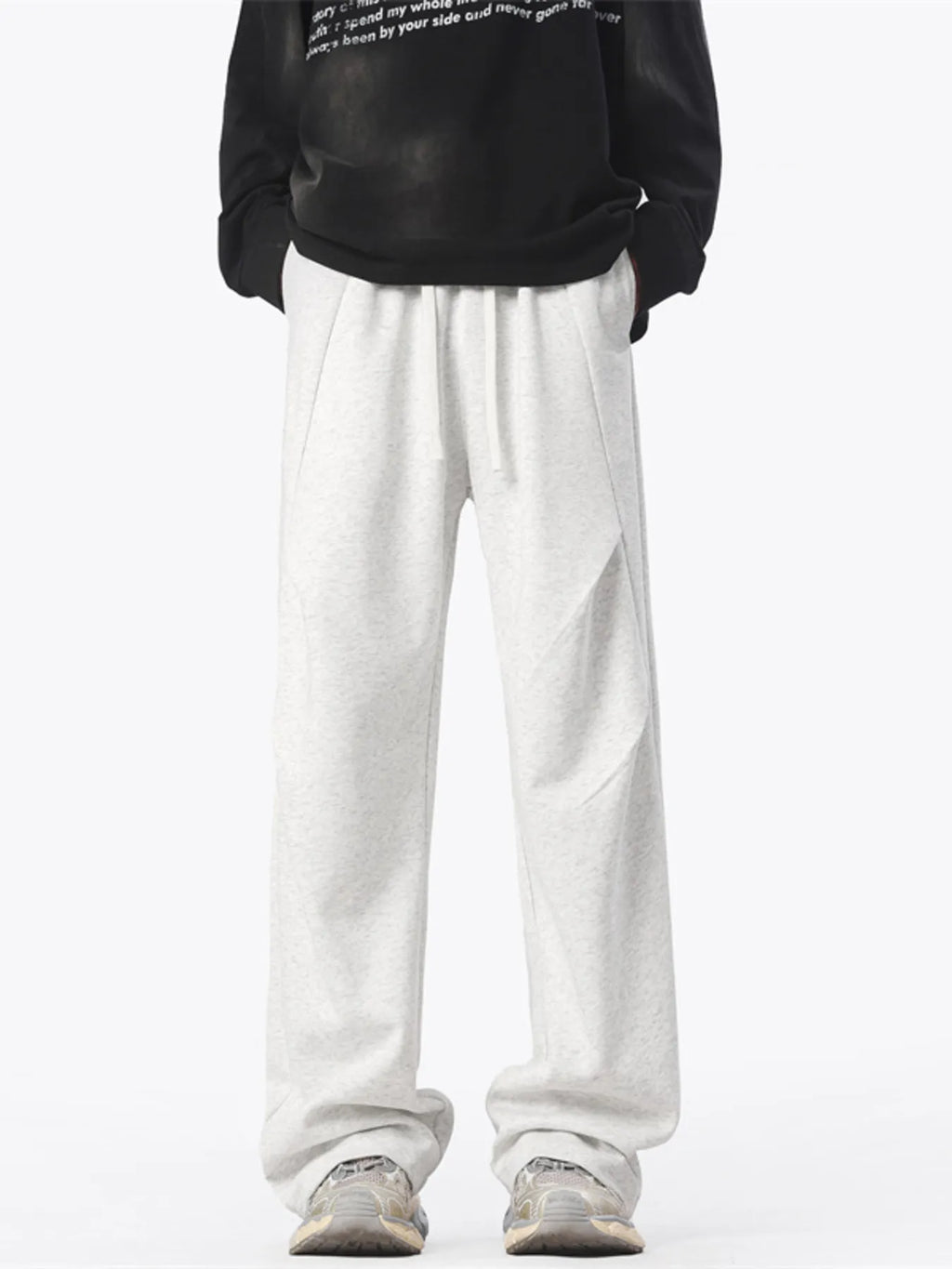 Plus Size Casual Loose-Fit Sweatpants in Flower White for Men