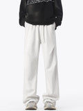 Plus Size Casual Loose-Fit Sweatpants in Flower White for Men