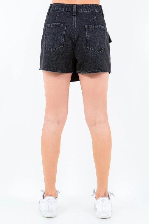 Cargo Pocket Mini Skort in Black for Women