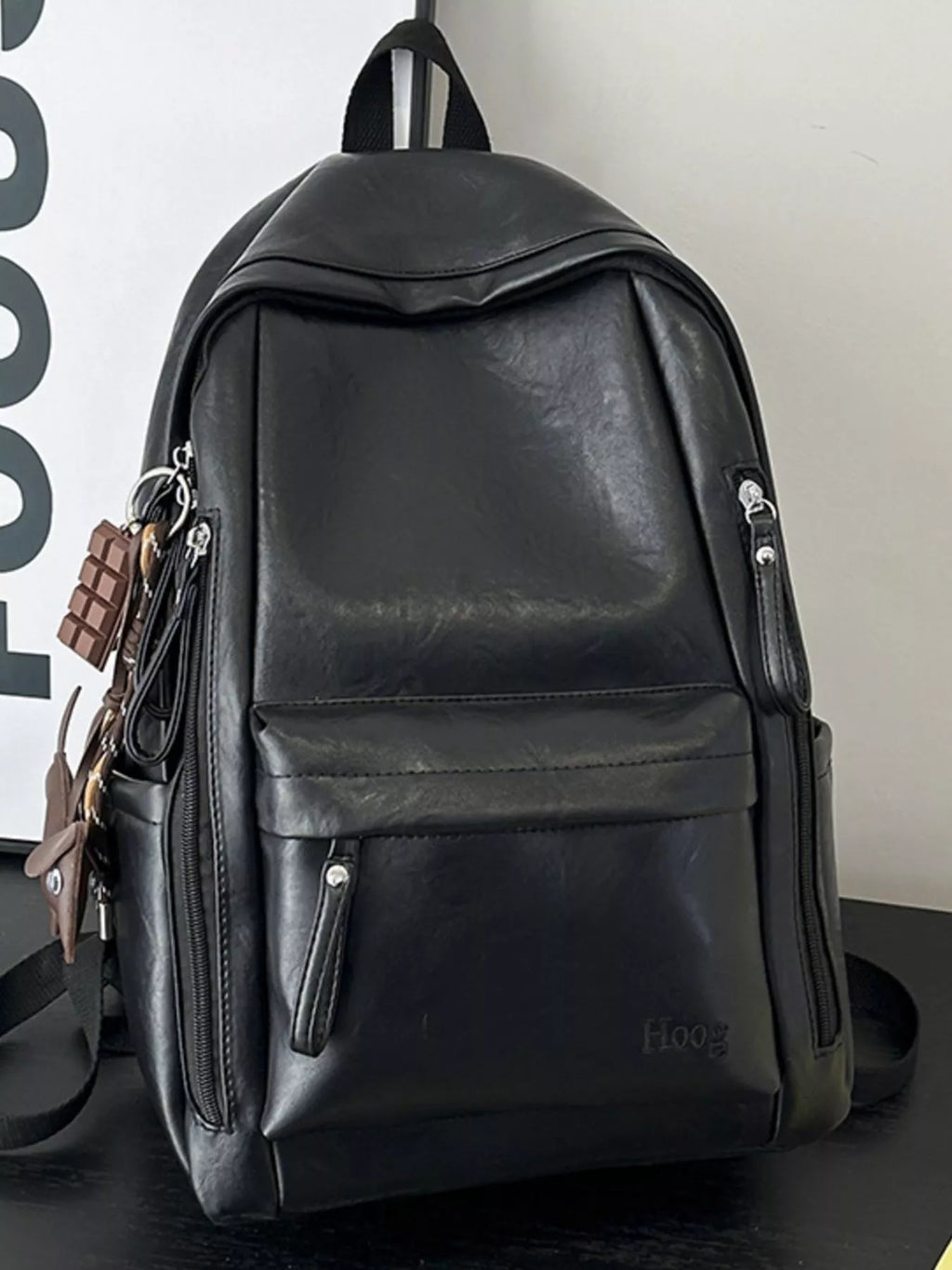 Leather Texture Backpack Bag in White for Women