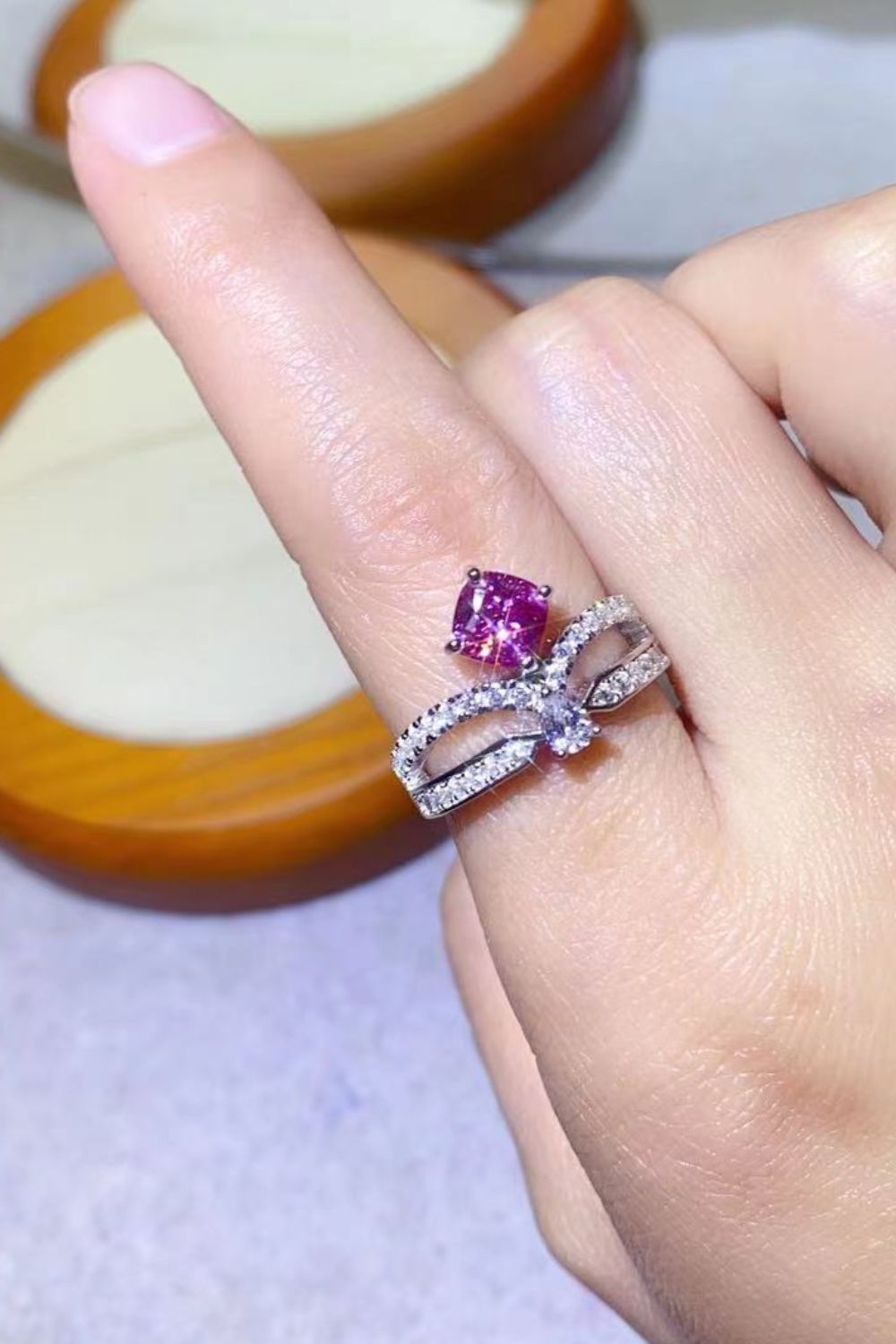At Your Best 1 Carat Moissanite Ring in Pink for Women
