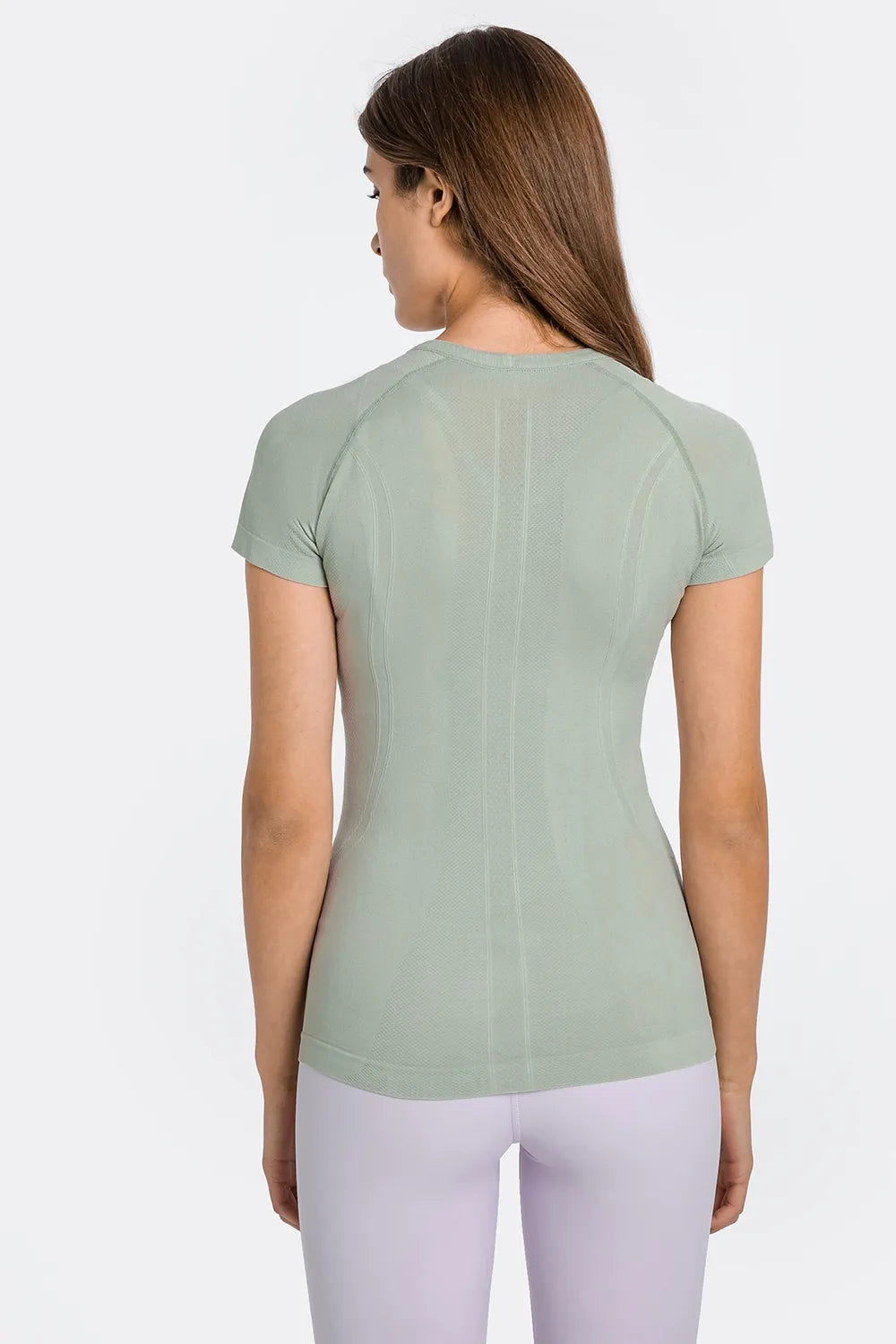 Round Neck Short Sleeve Active T-Shirt in Black in Blush Pink for Women