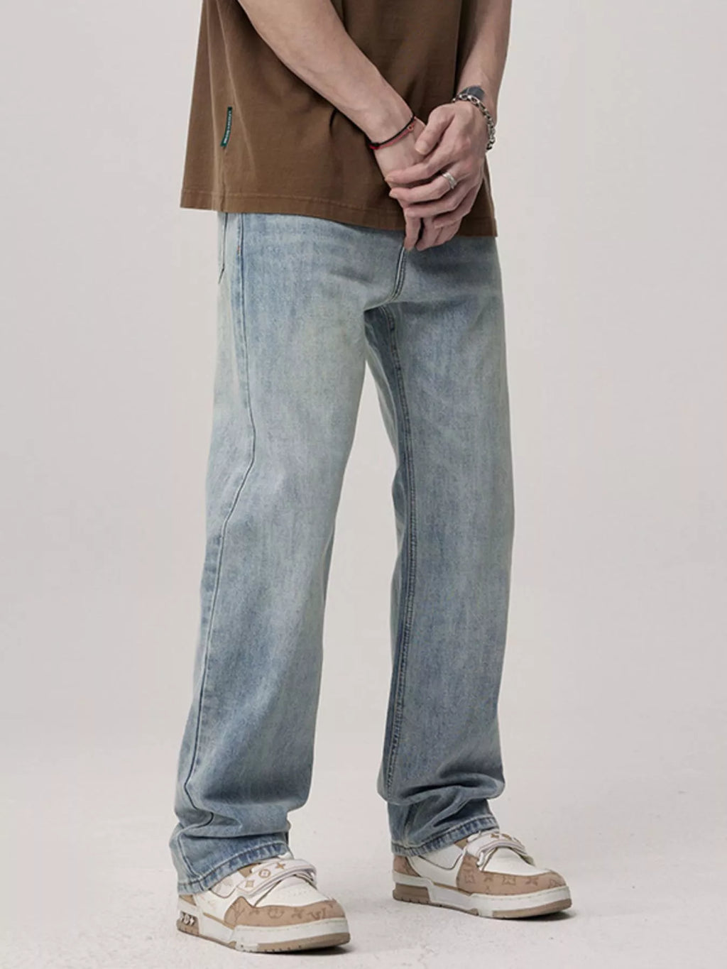 Wash Loose Fit Jeans in Light Blue for Men