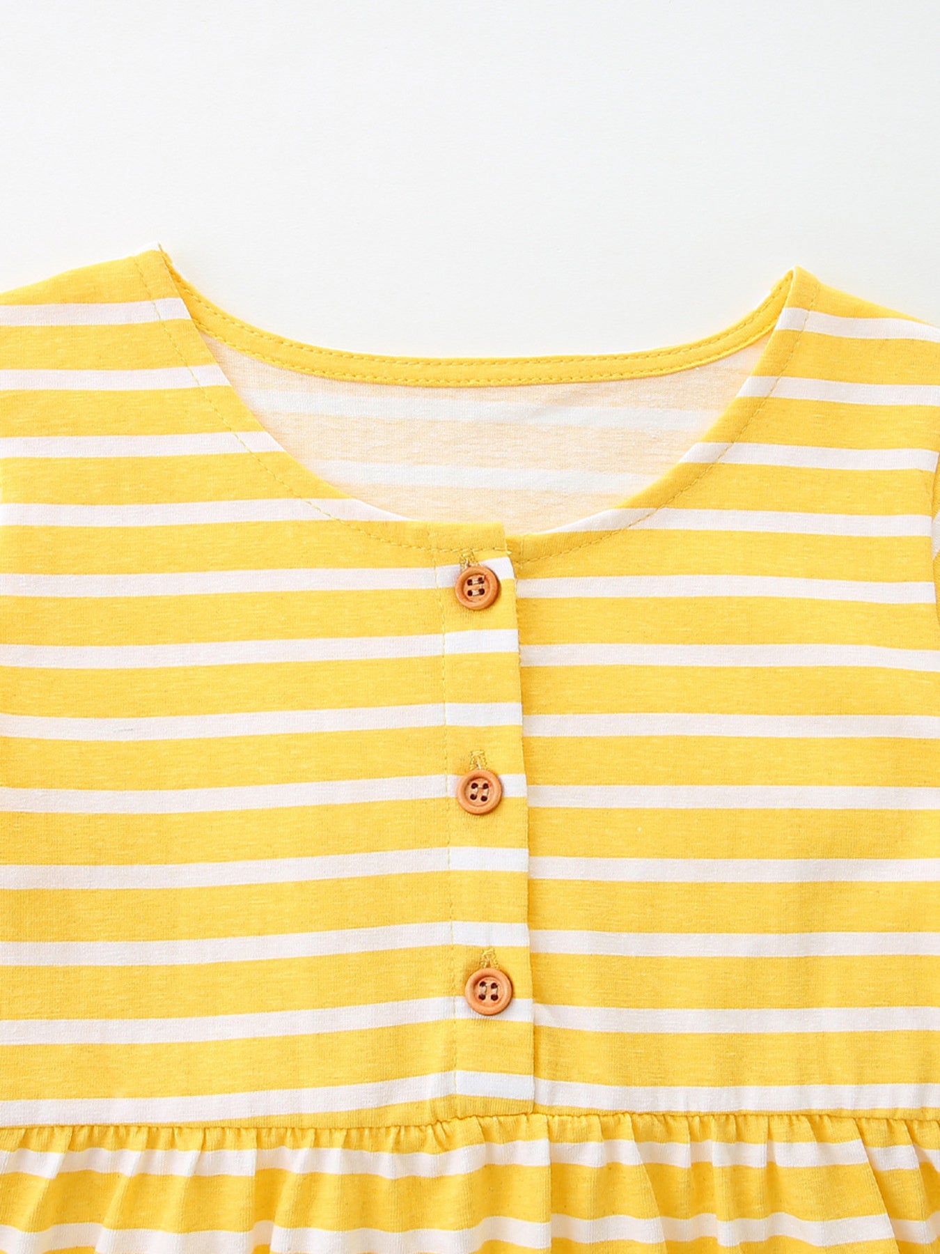 Striped Bunny Embroidered Button-Front Dress in Yellow for Boys