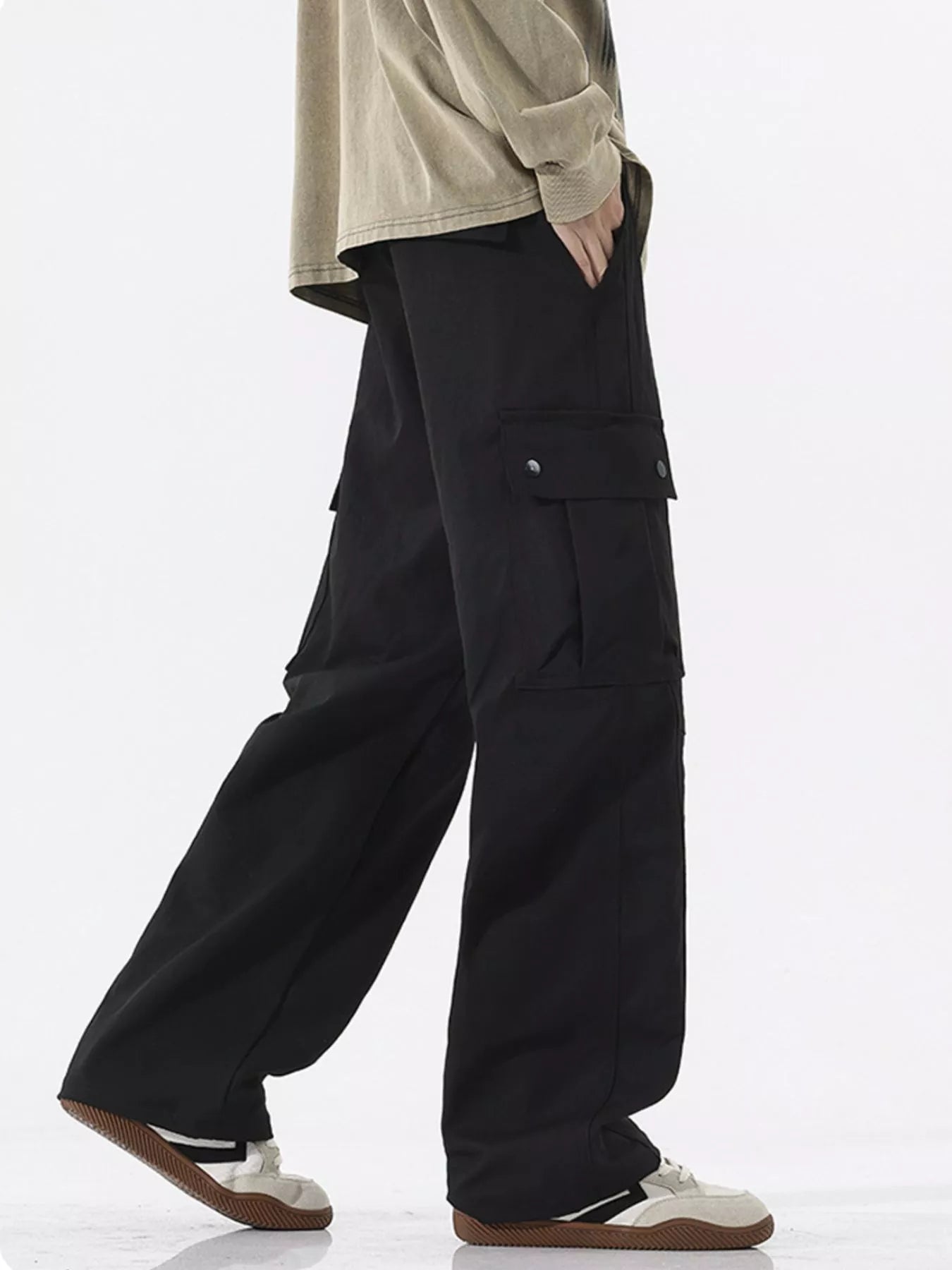 Loose Fit Cargo Pants Plus Size in Black for Men